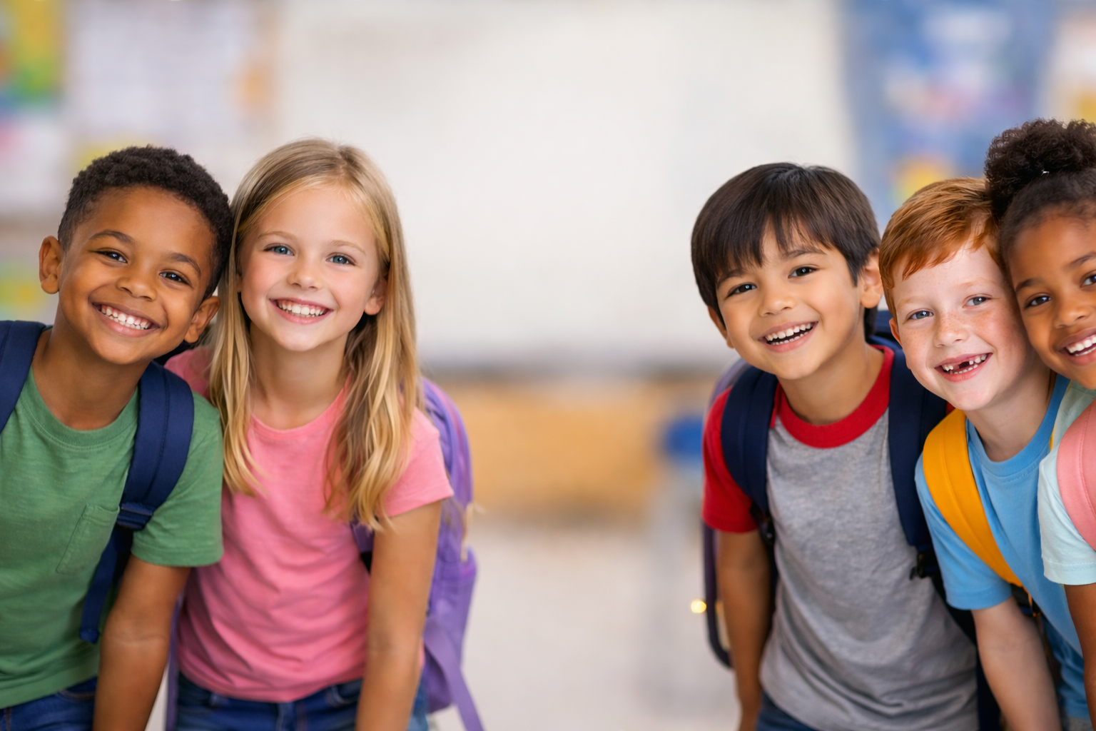 Students smiling together at school